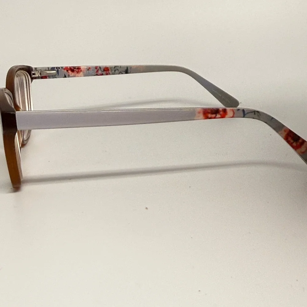Rachel‎ Roy Delight Eyeglasses Pecan Brown Floral Frames 53-16-135 Eyewear